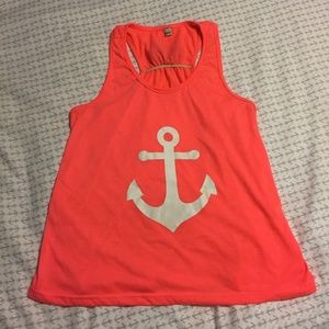 Anchor Coral Orange Tank Top NWOT